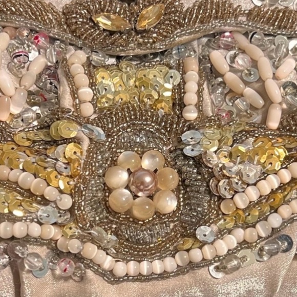 Evening bag Silk evening bag Mother of pearl ,sequence and seed beads GUC - Picture 10 of 13